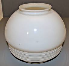 VINTAGE 4" Fitter Art Deco Round Glass Globe White & Clear ...