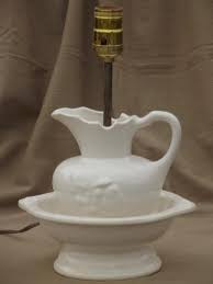 vintage white china wash set lamp, country cottage chic ...