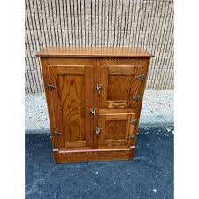 Mid 20th Century Vintage Oak Wood Refrigerator Ice Box Chest Cabinet | Chairish