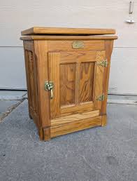 Vintage White Clad Oak Ice Box Swivel Top TV Stand Nightstand Cabinet Table | eBay