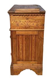 VICTORIAN OAK FLORAL CARVED ICE CHEST WITH ZINC ...