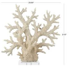 21" Cream Polystone Coral Sculpture with Clear Acrylic Base | Michaels