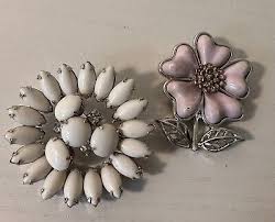 Fun Collection! 7 Vintage/Mod Enamel Rhinestone Flower Pin Brooch by Gale, Coro | eBay