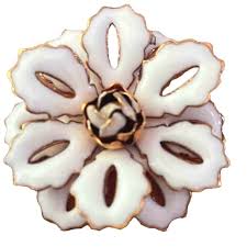 Beautiful Vintage Gold Tone and White Enamel Pin 1 1/2” Wide Flower 1960s MCM Sfp Home •PIN - Etsy