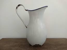 Vintage French Enamel Metal White Blue Metal Medium Watering ...