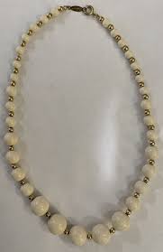Napier Faux Ivory Wood Grain Graduated Lucite Bead Necklace ...