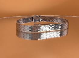 Vintage 14k White Gold Italian Mirror Link Bracelet - 7 Inch ...