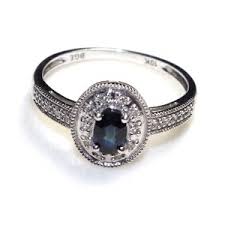 Vintage Stunning 10K W Cylon Blue Sapphire Round Diamond Halo Ring Size 9 - Etsy India