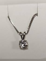 47 ct solitaire diamond stud pendant with 18" 14k gold chain. | eBay