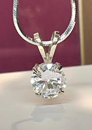 1.36 TCW 14K White Gold Natural Diamond Solitaire Pendant - Etsy Israel