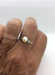 Faux Pearl Centerpiece Ring 10k Gold Filled . Size 8 - Etsy ...