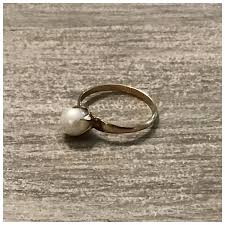 10K Gold Filled Faux Pearl Ring Size 7 1/2. For Sale at Ruby ...