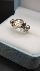 Vintage KumKum Sterling Moonstone & Pearl Etruscan Ring ...