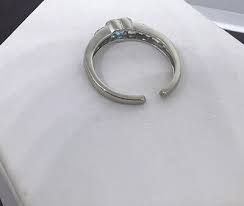 10k white gold Blue Topaz Diamond Ring Hearts Open back Size ...