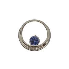 Solid White Gold 10k Pendant Carved Circle Clear Stone CZ ...