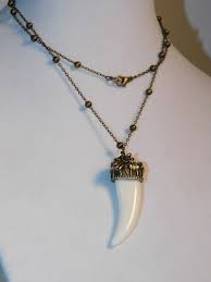 Antiqued Brass Necklace Hamsa Hand Fang Claw Tooth Horn Tusk ...