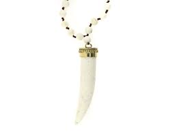 White Turquoise Horn Necklace, 36 Inch, Natural Stone ...