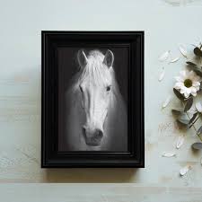 Majestic White Horse Vintage Framed Art, Rustic Country Wall ...