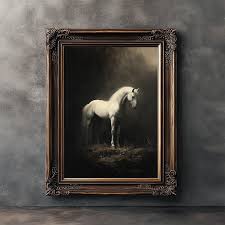 White Horse Print, Dark Academia Prints, Horse Wall Decor ...