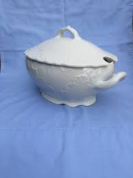 Soup Tureen Serving Bowl & 4 Platters White on White | eBay