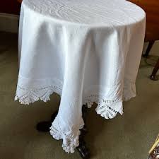 Vintage White Linen Table Cloth - Etsy
