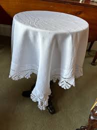 Vintage White Linen Table Cloth - Etsy UK