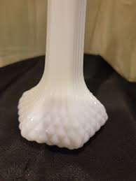 Vintage Hoosier Milk Glass Bud Flower Vase in Diamond Cut Quilt Pattern Design | eBay