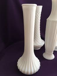 Set of 6 Vintage White Milk Glass Bud Vases, Assorted Patterns. - Etsy
