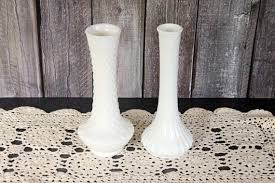 Vintage 9" Milk Glass Bud Vases, Set of 2, Hoosier, Wedding Decor, Farmhouse Decor - Etsy