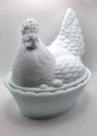 Mid-century Zabkowice Milk Glass Chicken Egg Holder: Vintage ...