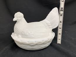 Westmoreland Hen on Nest Milk Glass 7" Serving Dish w/ Lid ...