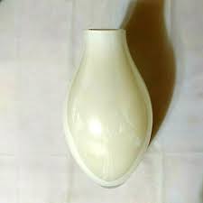 Vintage Art Glass Vase Pale Yellow Bulbous Body Clear Glass Base White Inside | eBay