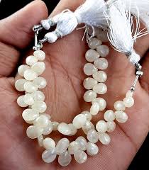 White Sillimanite Briolette Beads: Pear Cabochon Gemstone ...