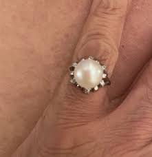 Vintage Freshwater Pearl In Crystal Sphere Setting Sterling ...