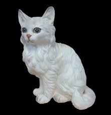 Lefton Vintage White Persian Cat Figurine H1517 ~ Blue Eyed ...