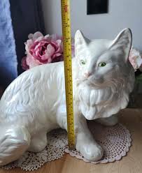 Vintage Life Size Ceramic Cat Statue, Tall Persian Cat ...