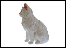 Glazed Terracotta Life-Size White Cat Blue Eyes Terre Cuite ...