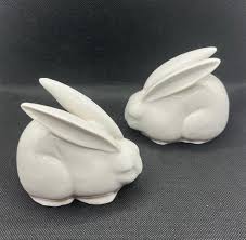 Vintage White Ceramic Fat Chubby Bunny Rabbit Figurines Long Ears Pair of 2 MCM - Etsy New Zealand