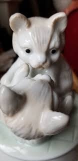 Vtg Meico Inc Porcelain Glazed Two Cats playing music box ...