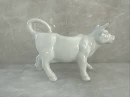 Vintage White Porcelain Cow Creamer Milk Spout Kitchenware ...