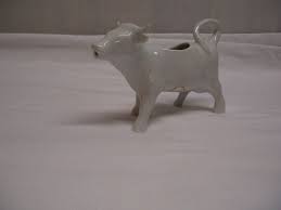 White Porcelain Open Mouth & Tail Handle Cow Creamer Made In ...