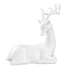 MELROSE HOLIDAY RESTING DEER FIGURINE SET OF 2 1601316, WHITE *DISTRESSED PKG | eBay