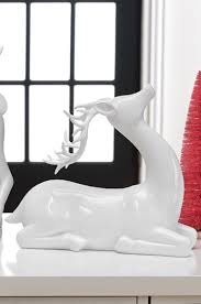 Raz Imports white deer Christmas reindeer sitting 12.5"