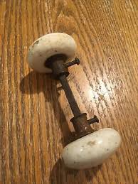 Vintage Antique WHITE Porcelain Door Knob Set w/Spindle | eBay