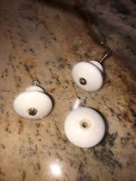 Porcelain Cabinet Furniture Knobs Drawer Pull Vintage White Round Set Of 3 Knobs | eBay