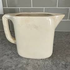 Vintage Antique Creamy White Shawnee Pitcher With Floral ...