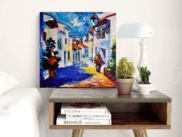 Summer Greece Original Oil Painting on Stretched Canvas Santorini Travel Artwork Wall Art Decor Living Room Fine Art Gift by Tinaartco - Etsy Israel