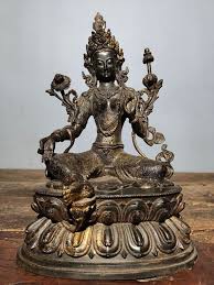 Chinese Antique Pure Hand-carved Pure Copper Green Tara Buddha Statue,can Be Collected and Used,exquisite in Shape - Etsy