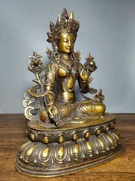 Old Tibet Bronze Inlay Gem 7 Eyes White Tara spirit of Compassion Goddess Statue | eBay