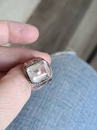 Sterling Silver Emerald Cut White Sapphire Solitaire Band Ring 925 Sz: 7 | eBay